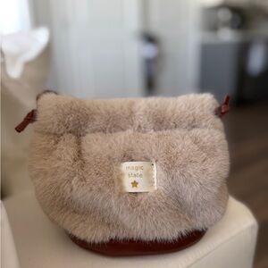 Faux Fur Kids Bag - Tan
